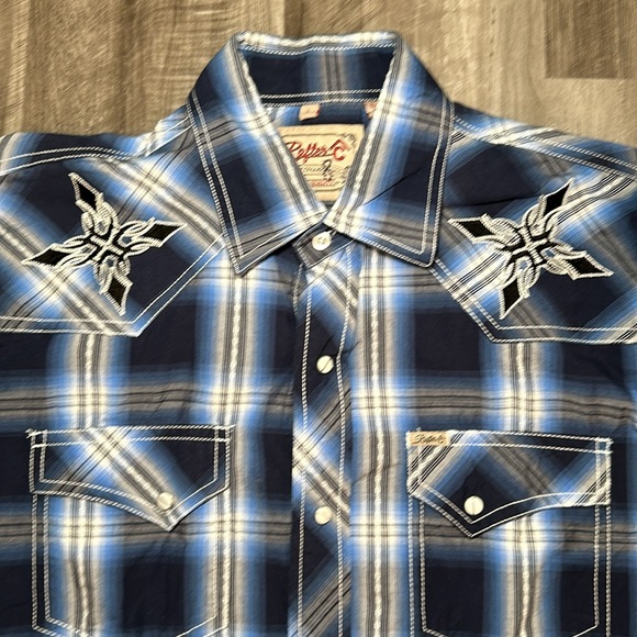 Rafter-C Cowboy Collection Western Long Sleeve Pearl Snap Button Shirt - Large - Picture 8 of 8